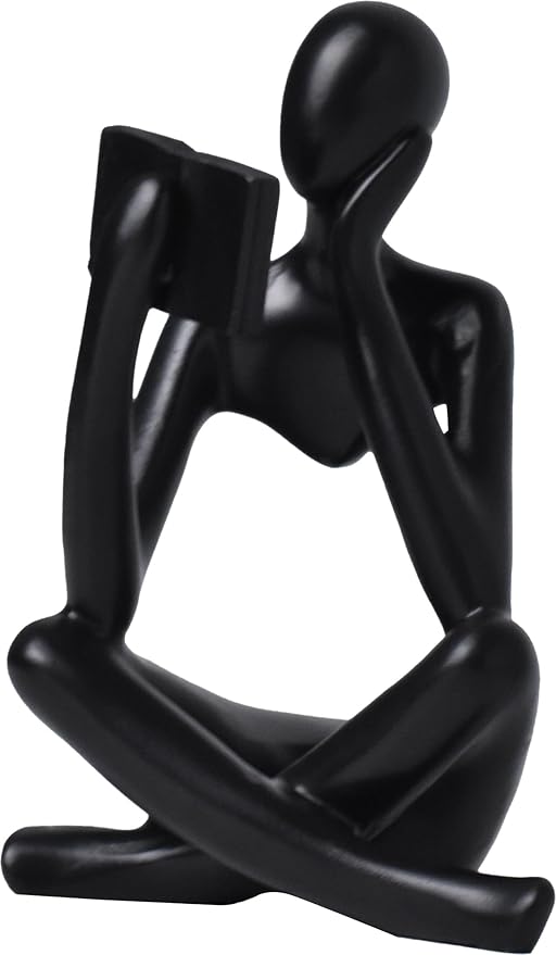 Style-B Black, Creative Abstract Thinker Bookend for Home Aesthetic, Study, and Wine Cabinet – Stylish Shelf Decor Accent and Thoughtful Gift for Living Room, Bar, or Coffee Shop