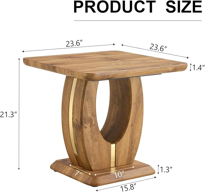 Modern Minimalist Wood Texture Sticker-Patterned MDF Square Coffee Table. Add a Quiet and Cozy Atmosphere to Your Home.Wood Color,MDF Coffee Table,Wood-Colored Textured Decal,Side Table.