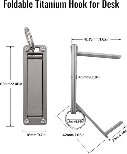 sayram ST5 Titanium Purse Hook for Table – Foldable Bag Hanger with Anti-Slip Arm – Portable Handbag Holder for Dining, Office, and Travel (Polished)