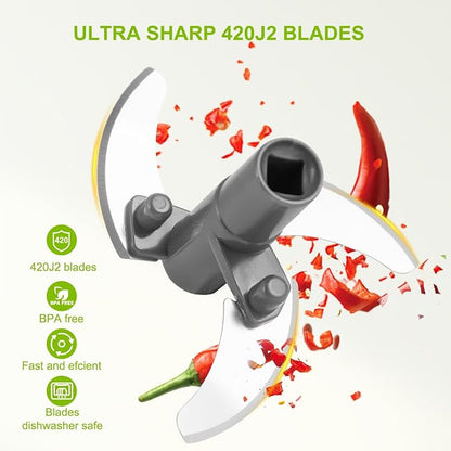 Manual Food Processor Vegetable Chopper, Portable Hand Pull String Garlic Mincer Onion Cutter for Veggies, Ginger, Fruits, Nuts, Herbs, etc., 650ml-Gray
