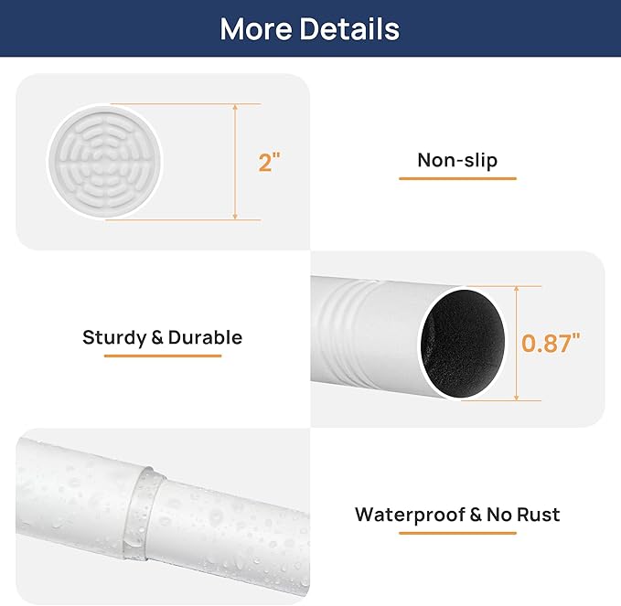 ENJOYBASICS 2 Pack Adjustable Spring Tension Curtain Rods 32 to 78 Inches, Stainless Steel White Shower Rod No Drilling for Window, Bathroom, Closet, Room Divider, 7/8" Diameter