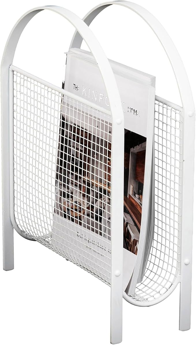 MyGift Magazine Rack, Floor Freestanding Magazine Holder for Bathroom Bedroom Office, Books Newspapers File Mail Organizer, Mid Century Modern Decor Wire Storage for Tablets and Documents