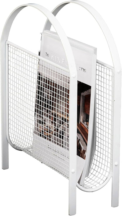 MyGift Magazine Rack, Floor Freestanding Magazine Holder for Bathroom Bedroom Office, Books Newspapers File Mail Organizer, Mid Century Modern Decor Wire Storage for Tablets and Documents