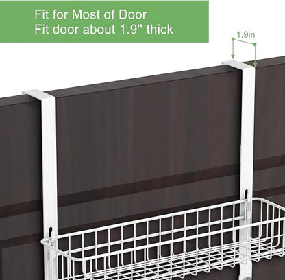 ETELI Over The Door Basket Organizer with 3 Mesh Baskets and 5 Hooks Heavy Duty Pantry Door Organizer Back of Door Storage Rack for Bathroom, Kitchen, Office, White
