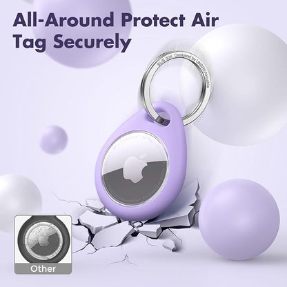 UNBREAKcable 4 Pack Macaron Colored for Apple AirTag Holder [Hold Air Tag Securely] [Easy to Install] Protective Case Waterproof TPU Shell with 304 Stainless Steel Key Ring Keychain