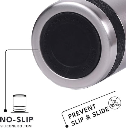 Elemental Recess Lowball Tumbler, 10oz Triple Wall Stainless Steel Cup with Non-Shattered Tritan Lid, Insulated Whiskey Glass, Insulated Coffee Tumbler Mug for Hot & Cold Drinks - Brushed Steel