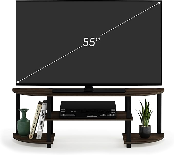 Furinno Turn-S-Tube Wide TV Entertainment Center, Columbia Walnut/Black
