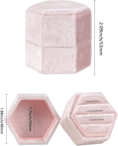 Velvet 3 Slots Jewelry Ring Box Engagement Wedding Box Keepsake Box Bridal Photo Ring Triple Slots Hexagon