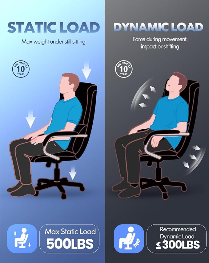 500LBS Big and Tall Office Chair, Heavy Duty Office Desk Chair with Padded Flip-Up Arms, Adjustable Lumbar Support & Tilt Lock, High Back Ergonomic Executive Computer Chair for Work & Study, Black