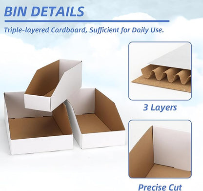 ZBEIVAN Cardboard Storage Bins Boxes 30 Packs, Easy Assembly Pantry Organizer Bins for Shelf, White (12x4x4.5, 12x6x4.5, 12x8x4.5 Inches)