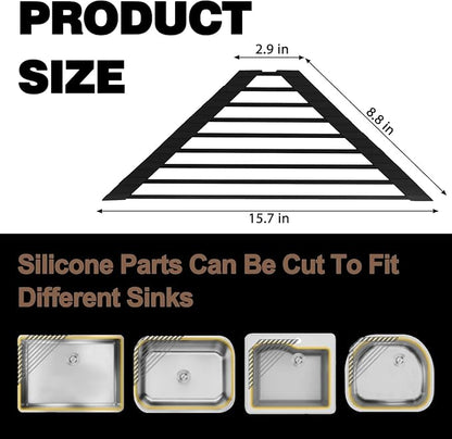 Mistifi Full Silicone-Coated Triangle Roll-Up Dish Drying Rack with Steel Core for Sink Corners – Multipurpose Over-The-Sink Kitchen Drainer & Space-Saving Organizer (Black)