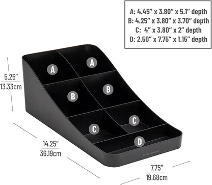 Mind Reader Cup and Condiment Station, Countertop Organizer, Coffee Bar, Kitchen, Stirrers, 7.25" L x 15.5" W x 5.25" H, Black (Pack of 4)