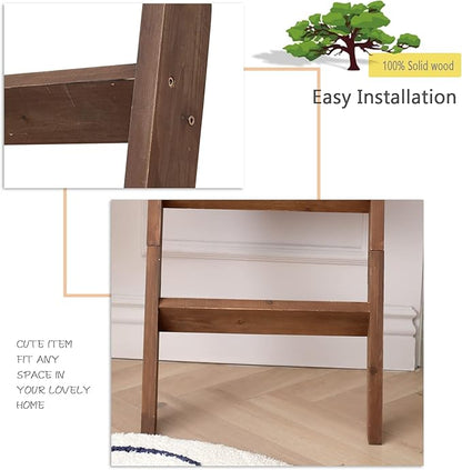 FUIN 5ft (58") Wood Blanket Ladder Living Room Decorative Wall Leaning Farmhouse Quilt Display Holder Storage Rustic Wooden Towel Rack for Bathroom, Brown