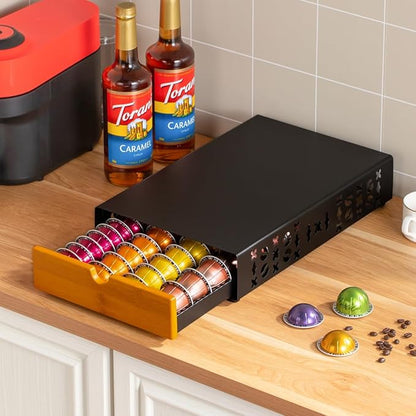FlagShip for Vertuo Pod Holder Coffee Pod Storage for Nespresso Pod Black Metal Fits All Size Vertuo Pods