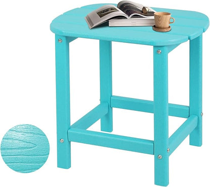 Plawdlik Hdpe Outdoor Adirondack Side Table, Wooden Textured, Set for Patio, Garden, Porch, Pool Composite Patio, Backyard, Bathroom and Indoor, Maintenance & Weather Resistant(Aruba Blue)