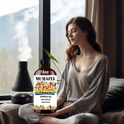 Peach Essential Oil, Peach Oil 4 Fl Oz 120ML for Diffuser Humidifier Yoga Cleaning DIY Candle Soap Making MUMAZYL Essential Oils