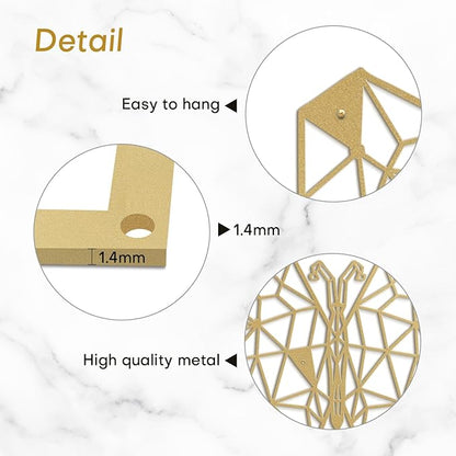 SIGNLEADER Metal Wall Art Decor The Butterfly Effect Modern Abstract Wall Sculpture Hangings Home Decoration for Living Room, Bedroom, Bathroom, Kitchen, Outdoor - 18" Gold