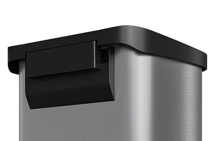 Garvee 21 gal / 80 L Stainless Steel Trash Can with Lid, Large Garbage Can for Kitchen, Rustproof Step-on Kitchen Metal Trash Bin with Liner Rim, Rear Handle, Soft Close Plastic Lid, Silver