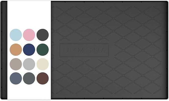 URMONA Under Sink Mat for Kitchen Waterproof, 37" x 22" Silicone Under Sink Mat for Shelf Liner Organizer, Cabinet Sink Protector Under Sink Liner for Bottom Kitchen, Bathroom (Black)