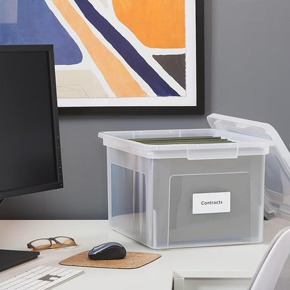 STAPLES File Box Plastic File Box Snap, Letter/Legal Size, Clear, 2/Pack