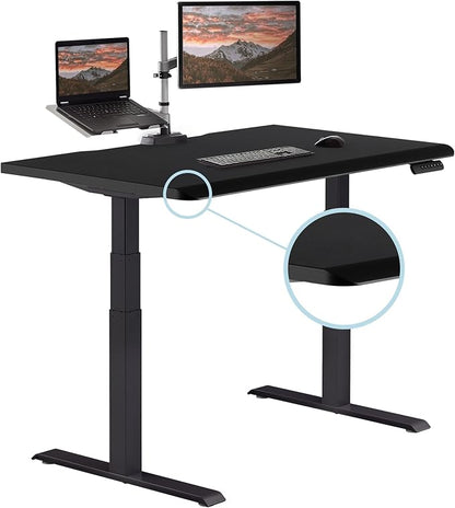 Vari ComfortEdge 48x30 Inch Adjustable Electric Standing Desk – Sit Stand VariDesk with Memory Presets, Sloped Edge, 220 LB Capacity + Tool-Free Assembly (Black Top/Black Legs)