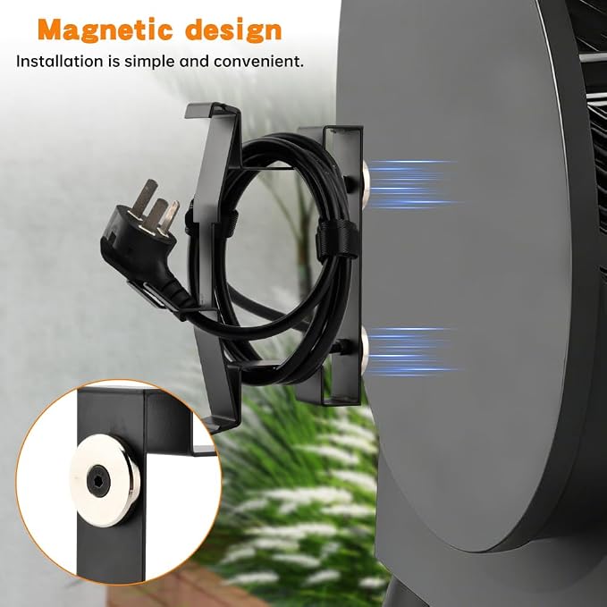 Magnetic Power Cord Organizer with 6 Cable Ties, All-Metal Cable Holder for Most Wood Pellet Smoker Grill Accessories, Magnetic Cord Management