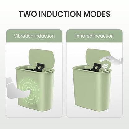 Cesun Automatic Motion Sensor Bathroom Trash Can with Lid, 2.6 Gallon Touchless Trash Bin, Smart Plastic Slim Garbage Can Small Green Wastebasket for Toilet, Office, rv, Bedroom, Living Room