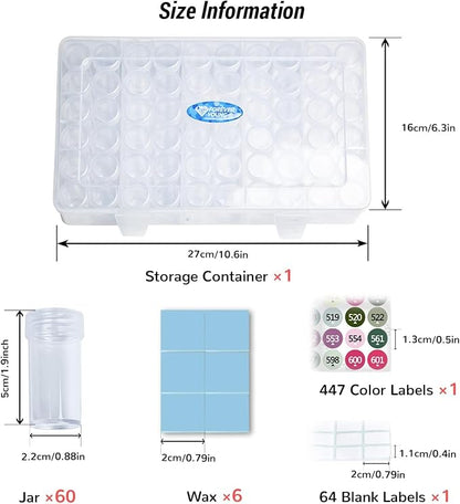 forever young Diamond Painting Storage Containers, 1 Pack 60 Grids Bead Organizer and Diamond Painting Labels, Bead Organizers and Storage for Diamond Art Accessories, Diamond Bead Storage