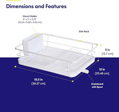 Dish Drying Rack 3 Piece Dish Drainer with Drainboard Set for Kitchen Counter ✅– Dish Rack with Removable Utensil Holder & Swivel Spout for Countertop ✅– DishRack for Plates, Cups & More, White