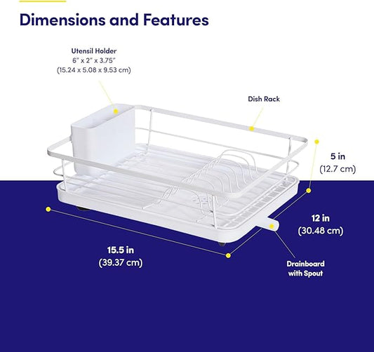 Dish Drying Rack 3 Piece Dish Drainer with Drainboard Set for Kitchen Counter ✅– Dish Rack with Removable Utensil Holder & Swivel Spout for Countertop ✅– DishRack for Plates, Cups & More, White