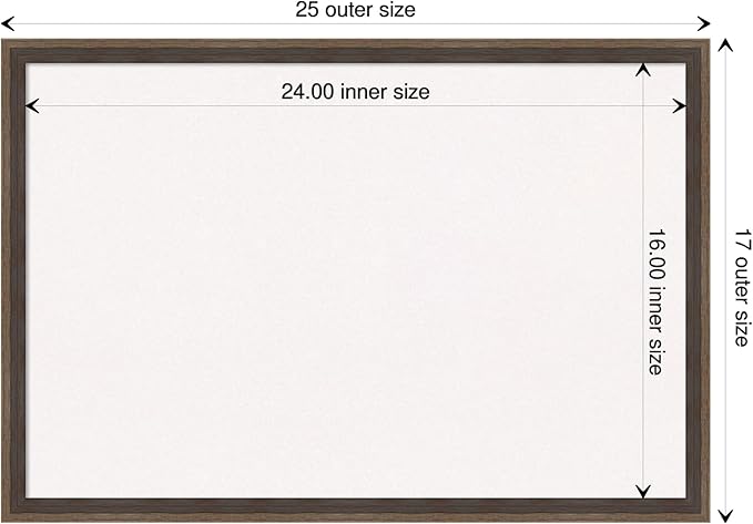 Amanti Art White Cork Board for Wall, 17x25 Vision Board with Brown Wood Frame, Medium Corkboard Office Decor for Home Organization, Modern Contemporary Corkboard Pinboard to display items for home