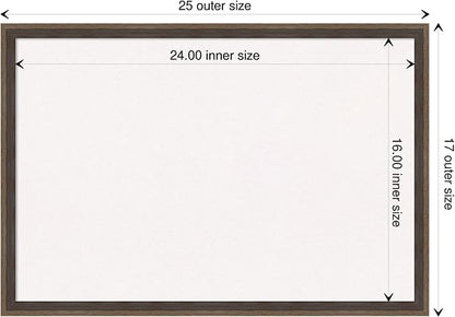 Amanti Art White Cork Board for Wall, 17x25 Vision Board with Brown Wood Frame, Medium Corkboard Office Decor for Home Organization, Modern Contemporary Corkboard Pinboard to display items for home