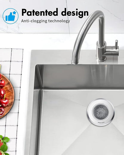 Revolutionary Kitchen Sink Drain Strainer/Patented Reversible Chain Mesh, Effortless Cleaning & Debris Catcher, Large Capacity, Anti-Clog, 304 Stainless Steel & Rust-Proof/Handmade