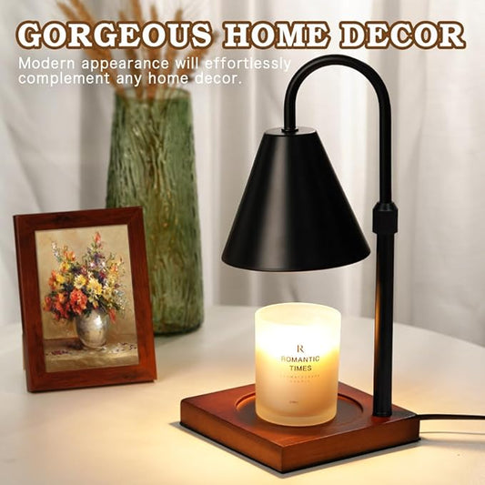 Modern Candle Warmer Lamp with Timer, Dimmable Candle Lamp Warmer, Mothers Day Birthday Gifts for Women Men, Black Candle Warmer, Adjustable Candle Light Warmer, Cozy Living Room Bedroom Home Decor