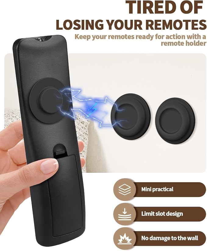 6 Pack Magnetic Remote Control Holder – Upgraded Silicone Magnetic Wall Mount for TV, Fan & Air Conditioner Remotes – Self-Adhesive, No-Drill Remote Control Holder Wall Mount