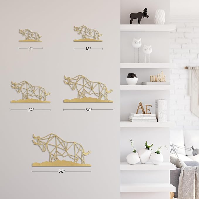 SIGNLEADER Metal Wall Art Decor Rhino Warrior Fighting Modern Abstract Wall Sculpture Hangings Home Decoration for Living Room, Bedroom, Bathroom, Kitchen, Outdoor - 36" Gold
