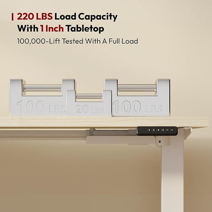 SANODESK L Shaped Electric Standing Desk with Drawer, 63 Inch Ergonomic Adjustable Height Desk with Storage, Corner Desk Sit Stand up Computer Table for Work Office Home, Maple