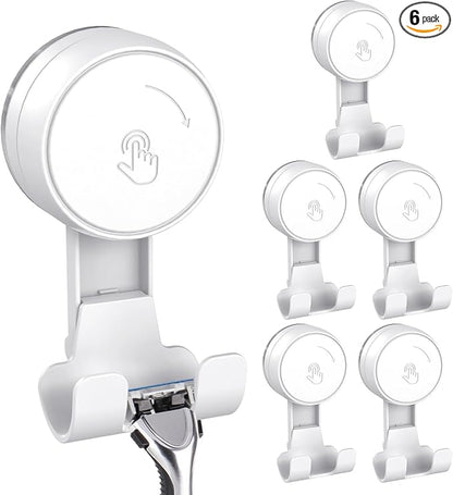 LUXEAR Suction Hooks Powerful Vacuum Suction Cup Hooks-6PACK Razor White