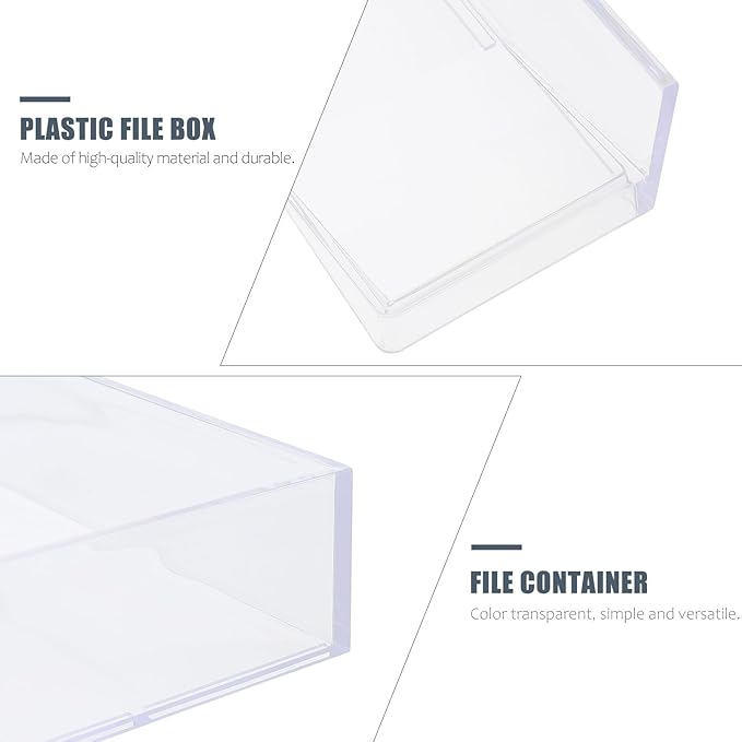 WOFASHPURET Stackable A4 Plastic File Box Desktop Organizing Storage Container Office Document Holder Lightweight File Case for Home and Office