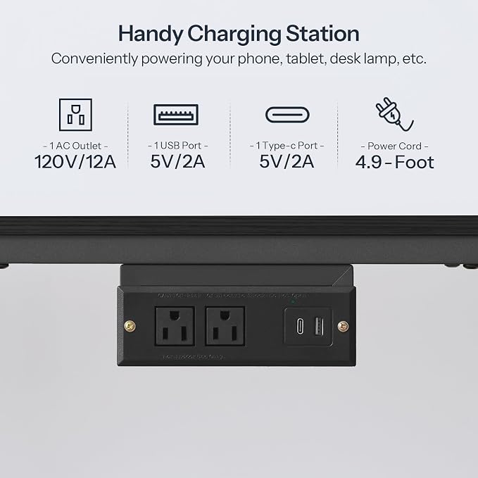 HOOBRO TV Stand with Charging Station to 55 Inches, LED Entertainment Center, Media TV Console Table with Open Storage Shelving for Living Room, Bedroom, Black BB122UDDS01