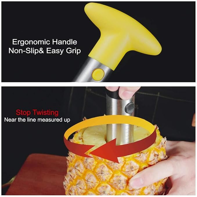 Pineapple Cutter and Corer, Pineapple Corer and Slicer Tool,[Reinforced sharp blades & Heavy duty & Durable], Yhtawoo Best Pineapple Peeler, Stainless Steel Decorer Fruit Knife, Easy Core Remover