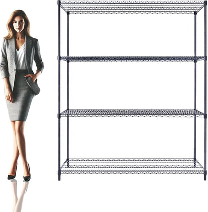 Utility Basics NSF Commercial 4-Tier Wire Shelving with Wheels, 60"x24"x72" Heavy Duty Metal Shelves 3200 lbs Max Capacity, Black Storage Rack for Garage Kitchen Pantry Warehouse