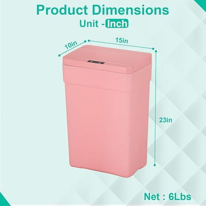 BestOffice 13 Gallon Trash Can Automatic Kitchen Trash Can Touch Free High-Capacity Garbage Can with Lid for Bedroom Bathroom Home Office 50 Liter (Black, 1) (3, Pink)
