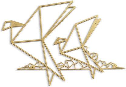 SIGNLEADER Metal Wall Art Decor Origami Birds in Flight Modern Abstract Wall Sculpture Hangings Home Decoration for Living Room, Bedroom, Bathroom, Kitchen, Outdoor - 30" Gold