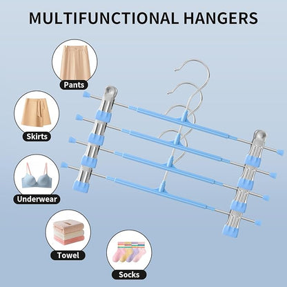20PACK 14Inch Pants Hangers with Clips Adjustable Skirt Hangers for Women Metal Non-Slip Trousers Hanger Heavy Duty Space Saving Clothes Hanger for Shorts,Jeans,Sky Blue