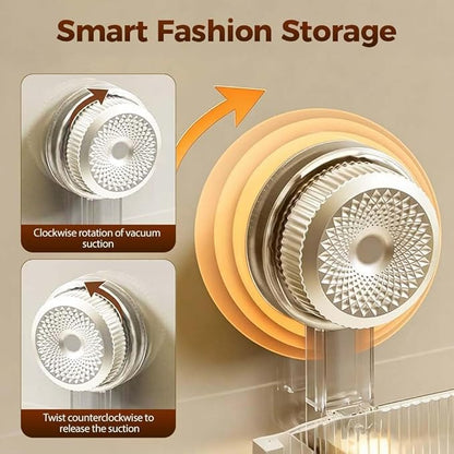 No-Drill Bathroom Suction Storage Box, 2026 New Large Capacity Bathroom Organizer, Powerful Suction Wall Mounted Organizer for Home, Removable Hanging Shower Shelf (Grey)