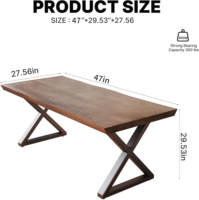 Solid Wood Rustic Style 47-inch Computer Desk - Large Office Desk for Home Office, Modern and Simple Design, Ideal for Dining,Study, Writing