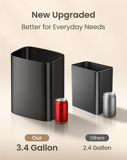 Cesun 3.4 Gallon Bathroom Trash Can, Small Office Garbage Can, Slim Metal Waste Basket for Bedroom, Dorm, Toilet, Near Desk, Under Sink, RV (Black)