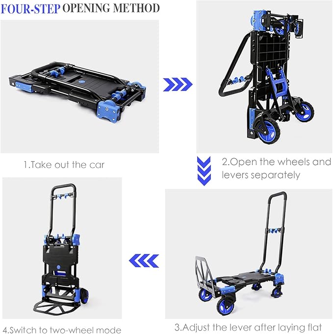 Oyoest Folding Hand Truck Heavy Duty 330LB Load Carrying,Convertible Dolly Cart with Retractable Handle and 4 Rubber Wheels,Portable Hand Truck Foldable for Luggage/Personal/Travel/Mobile/Office Use.