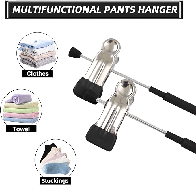 Non-Marking Anti-Slip Pants Hanger, Space-Saving Pants and Skirt Clip, Jeans and Long Pants Hanger, Clothes Clip for Various Shorts and Casual Pants, Durable (10, Pink)